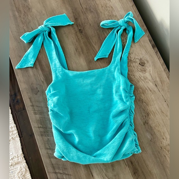 Free People Aqua Bow-Tie Camisole - Picture 4 of 5